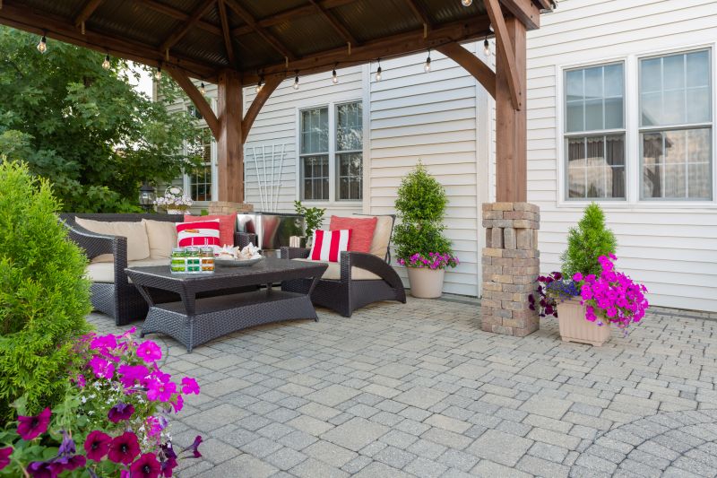 Paver patio in a residential backyard
